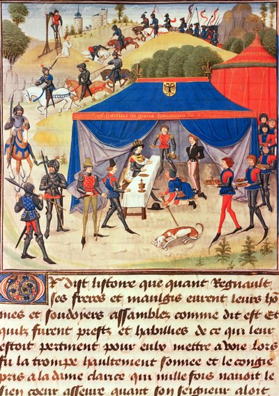 Renaud de Montauban en Karel de Grote (742-814), uit de Renaud de Montauban-cyclus door Loyset Liedet